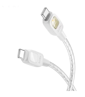 Дата кабель Hoco U124 Stone silicone power-off 60W Type-C to Type-C Gray