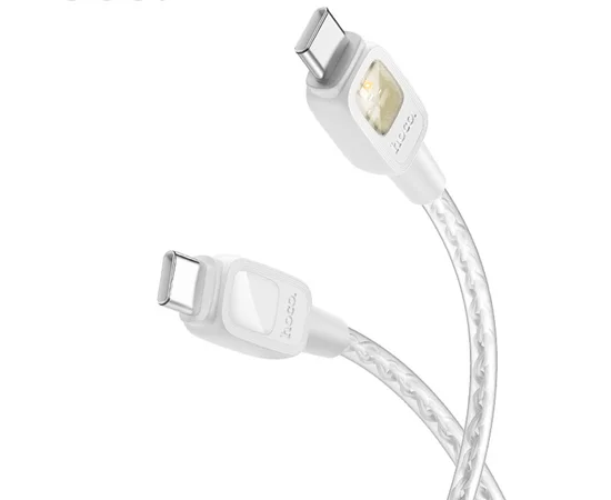 Дата кабель Hoco U124 Stone silicone power-off 60W Type-C to Type-C Gray