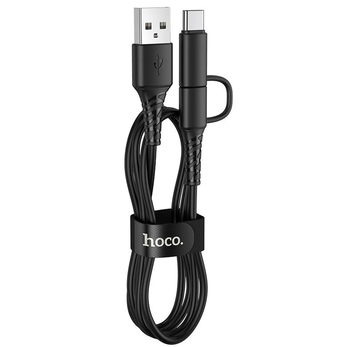 Дата кабель Hoco X54 Cool dual 2in1 USB to MicroUSB-Type-C (1m) Чорний