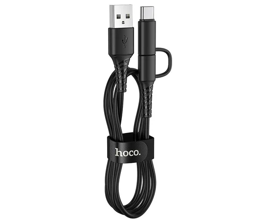 Дата кабель Hoco X54 Cool dual 2in1 USB to MicroUSB-Type-C (1m) Черный