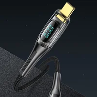 Дата кабель USAMS US-SJ591 Type-C to Type-C PD 100W Transparent Digital Display Cable (2m) Black