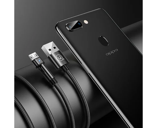 Дата кабель USAMS US-SJ478 U60 Rotatable USB to MicroUSB (1m) Черный