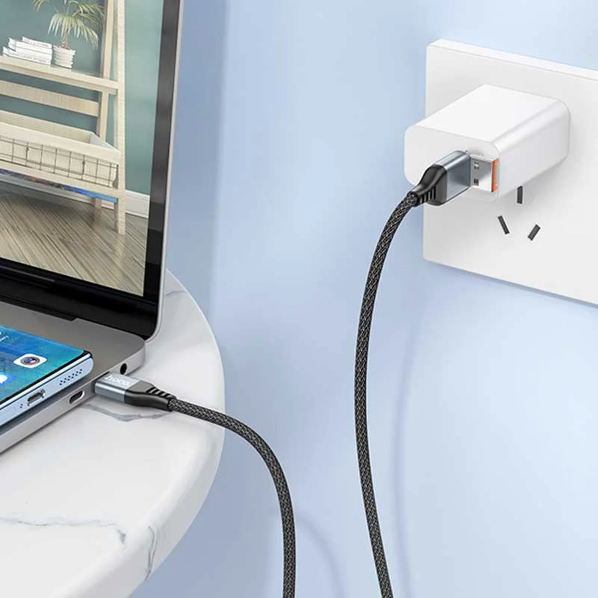 Дата кабель Hoco U128 Viking 2in1 USB/Type-C to Type-C (1m) Black