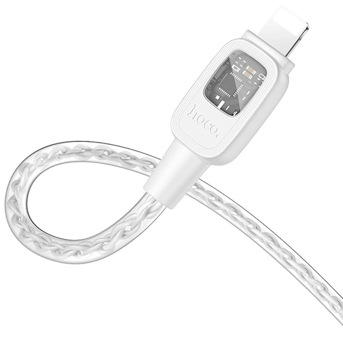 Дата кабель Hoco U124 Stone silicone power-off Type-C to Lightning Gray