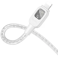 Дата кабель Hoco U124 Stone silicone power-off Type-C to Lightning Gray