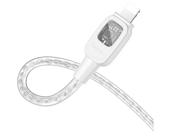 Дата кабель Hoco U124 Stone silicone power-off Type-C to Lightning Gray