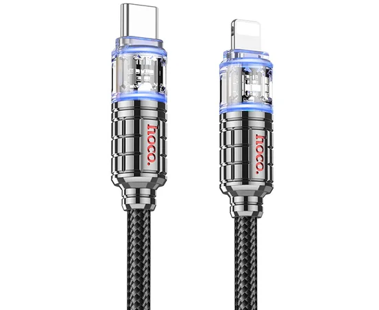 Дата кабель Hoco U122 Lantern Transparent Discovery Edition Type-C to Lightning Black