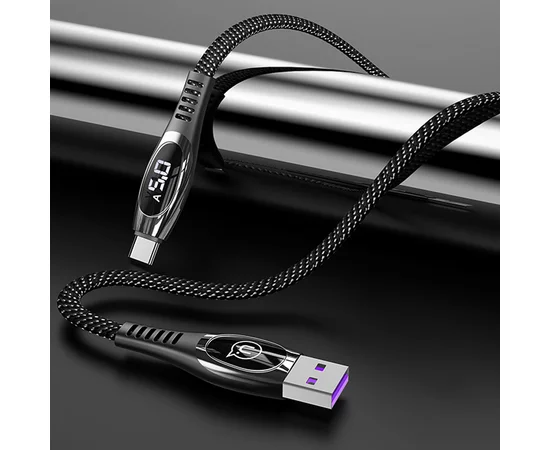 Дата кабель Usams US-SJ422 U36 Digital Display USB to Type-C 5A (1.2m) Черный