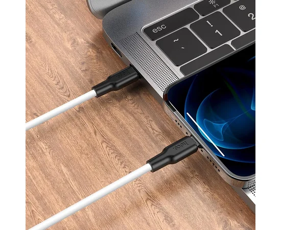 Дата кабель Hoco X21 Plus Silicone Type-C to Lightning (1m) Черный / Белый