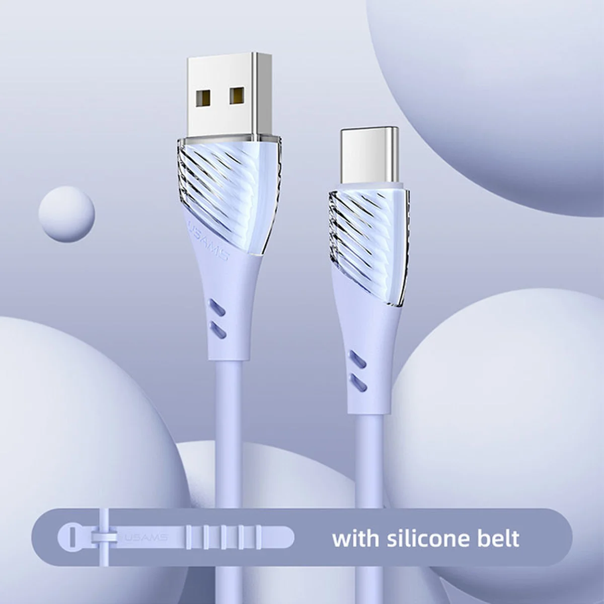 Дата кабель Usams US-SJ494 U65 Liquid Silicone USB to Type-C 3A 1m Блакитний
