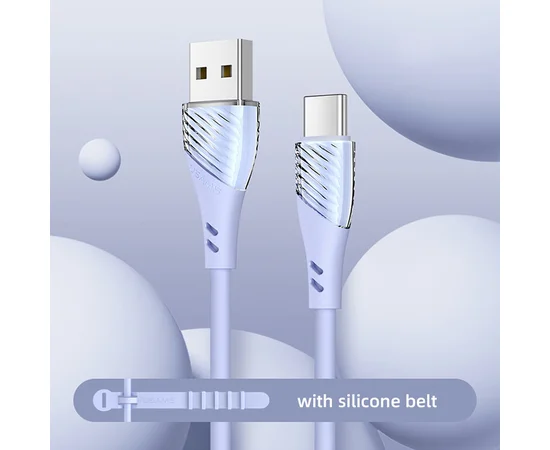 Дата кабель Usams US-SJ494 U65 Liquid Silicone USB to Type-C 3A 1m Голубой