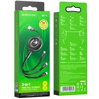 Дата кабель Borofone BX74 USB to 3in1 (1m) Black
