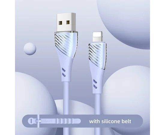 Дата кабель Usams US-SJ493 U65 Liquid Silicone USB to Lightning 3A 1m Голубой