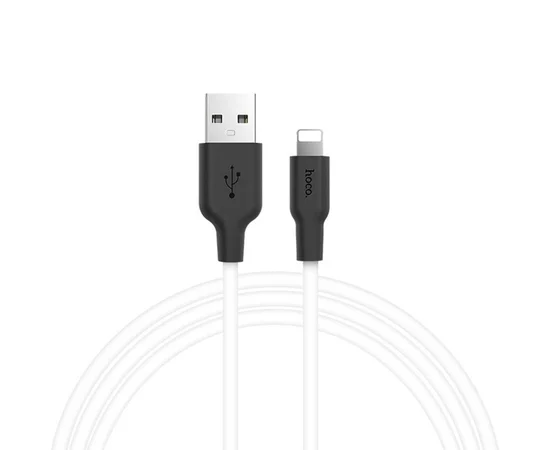Дата кабель Hoco X21 Plus Silicone Lightning Cable (1m) black_white