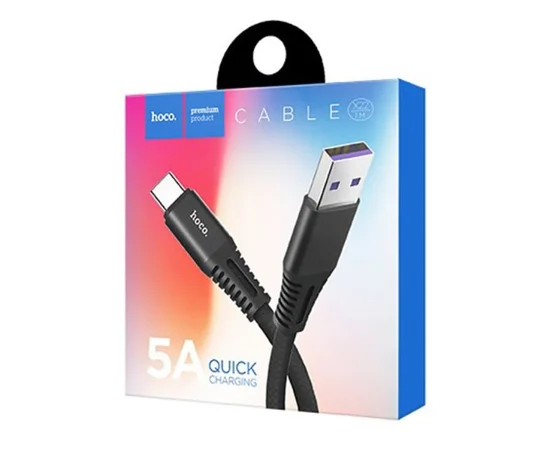 Дата кабель Hoco X22 5A Quick Charger Type-C Cable (1m) Черный