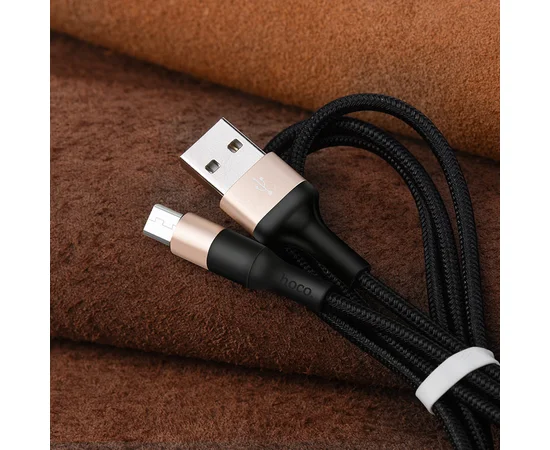 Дата кабель Hoco X26 Xpress Micro USB Cable (1m) Черный / Золотой