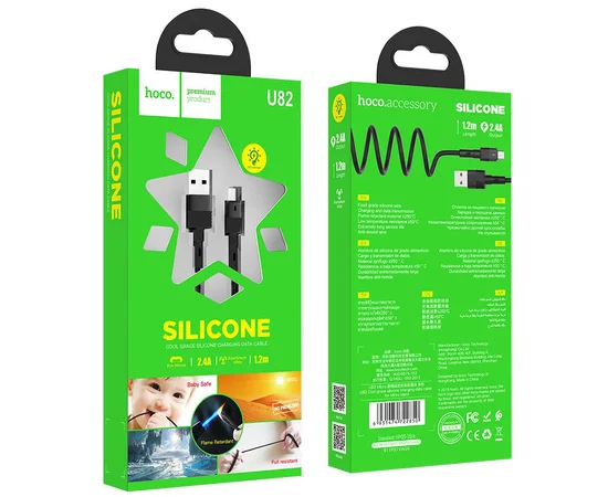 Дата кабель Hoco U82 "Cool grace" MicroUSB (1.2 m) Черный