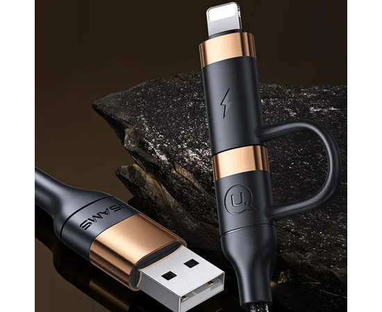 Дата кабель Usams US-SJ483 U62 USB + Type-C to Type-C + Lightning PD (1.2m) Черный
