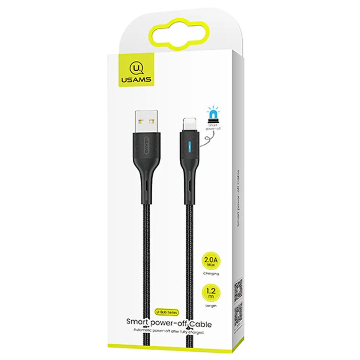 Дата кабель USAMS US-SJ425 U-Bob Series USB to Lightning Smart Power-off Cable (1.2m) Черный