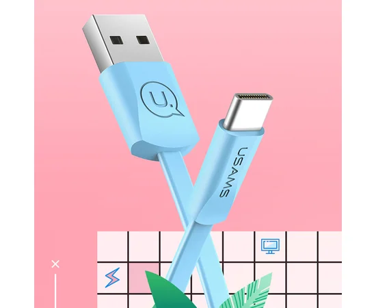 Дата кабель USAMS US-SJ200 USB to Type-C 2A (1.2m) Голубой