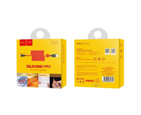 Дата кабель Hoco X21 Silicone Lightning Cable (1m) Black / Red