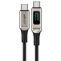 Дата кабель Acefast C6-03 USB-C to USB-C 100W zinc alloy digital display braided (1m) Silver
