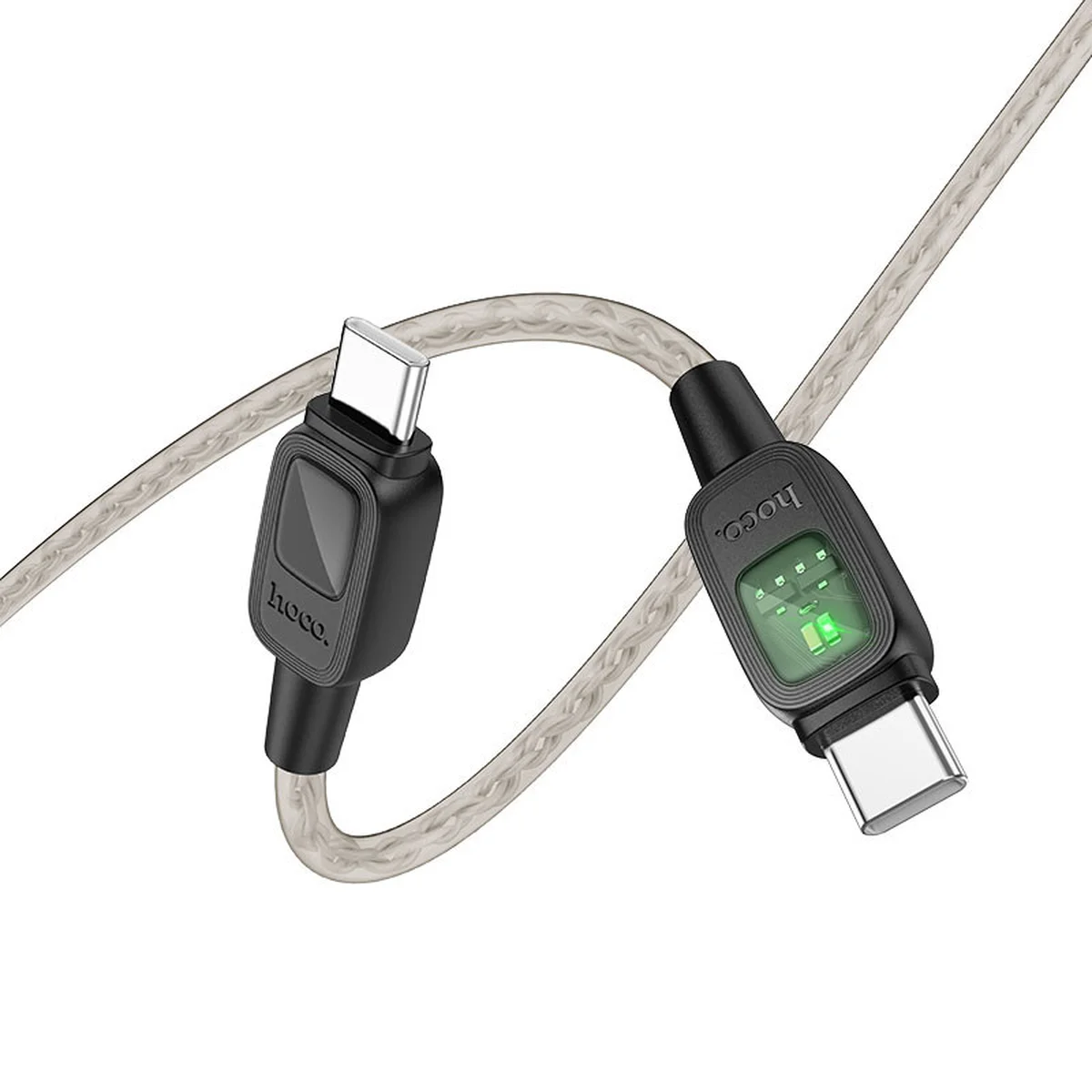 Дата кабель Hoco U124 Stone silicone power-off 60W Type-C to Type-C Black