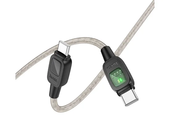 Дата кабель Hoco U124 Stone silicone power-off 60W Type-C to Type-C Black