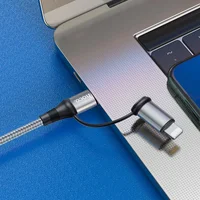 Дата кабель Hoco X50 2 in 1 Exquisito PD 60W Type-C to Lightning/Type-C 3A (1m) Серый