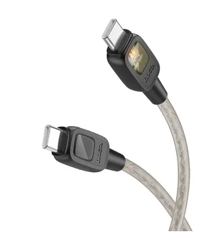 Дата кабель Hoco U124 Stone silicone power-off 60W Type-C to Type-C Black