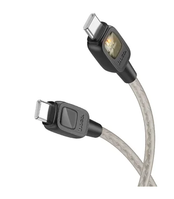 Дата кабель Hoco U124 Stone silicone power-off 60W Type-C to Type-C Black