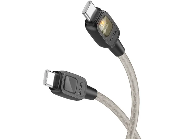 Дата кабель Hoco U124 Stone silicone power-off 60W Type-C to Type-C Black