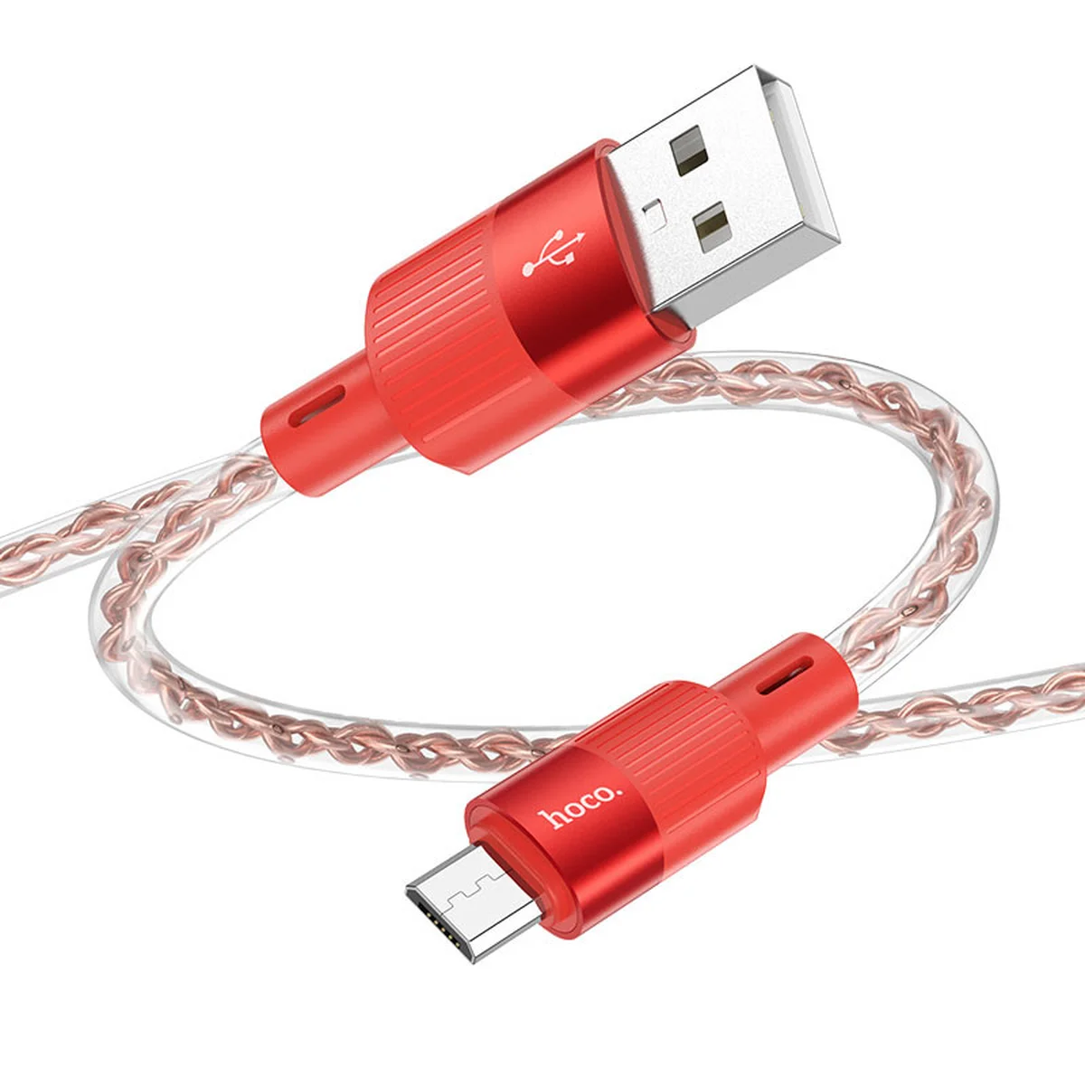 Дата кабель Hoco X99 Crystal Junction USB to MicroUSB (1.2m) Red