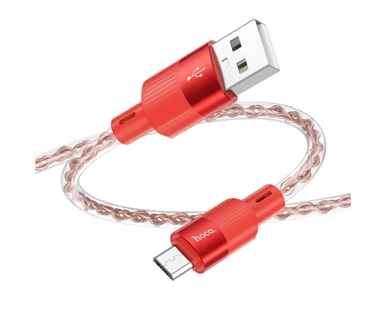Дата кабель Hoco X99 Crystal Junction USB to MicroUSB (1.2m) Red