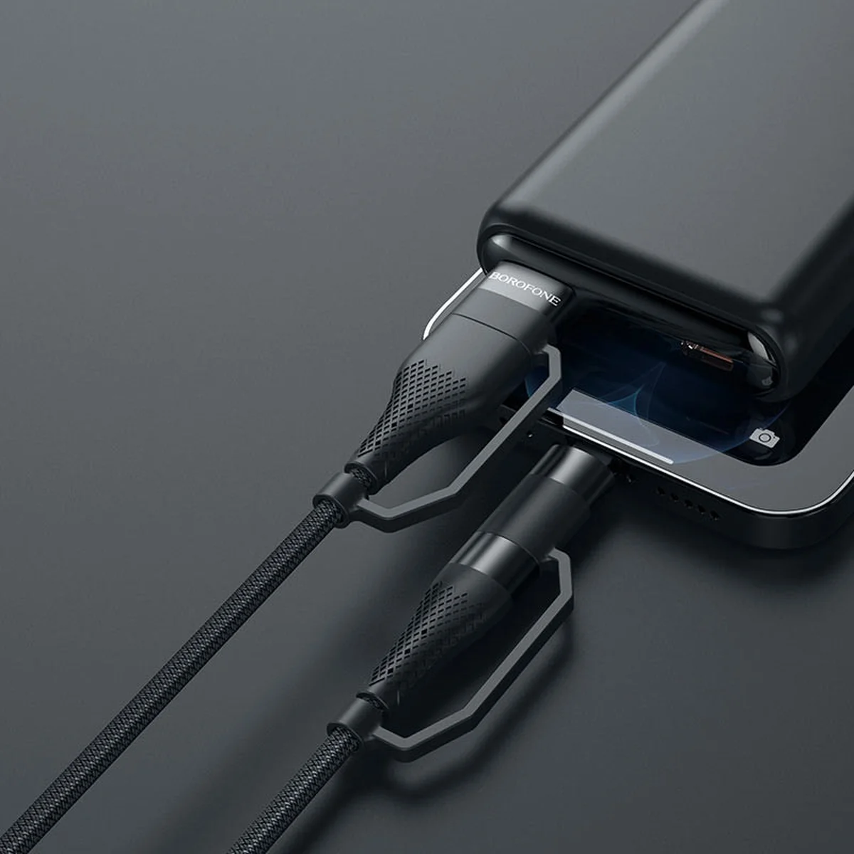 Дата кабель Borofone BU28 Multi-energy 4in1 Type-C/USB - Type-C/Lightning (1.2m) Черный