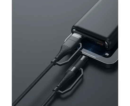 Дата кабель Borofone BU28 Multi-energy 4in1 Type-C/USB - Type-C/Lightning (1.2m) Черный