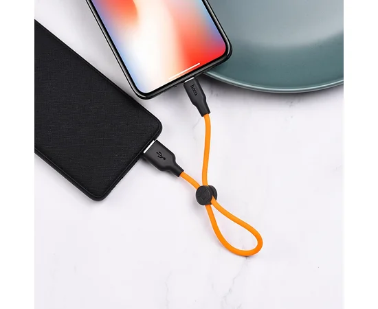 Дата кабель Hoco X21 Plus Silicone Lightning Cable (0.25m) Black / Orange