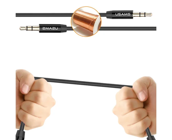 Аудио кабель Usams YP-01 Aux (1m) Черный