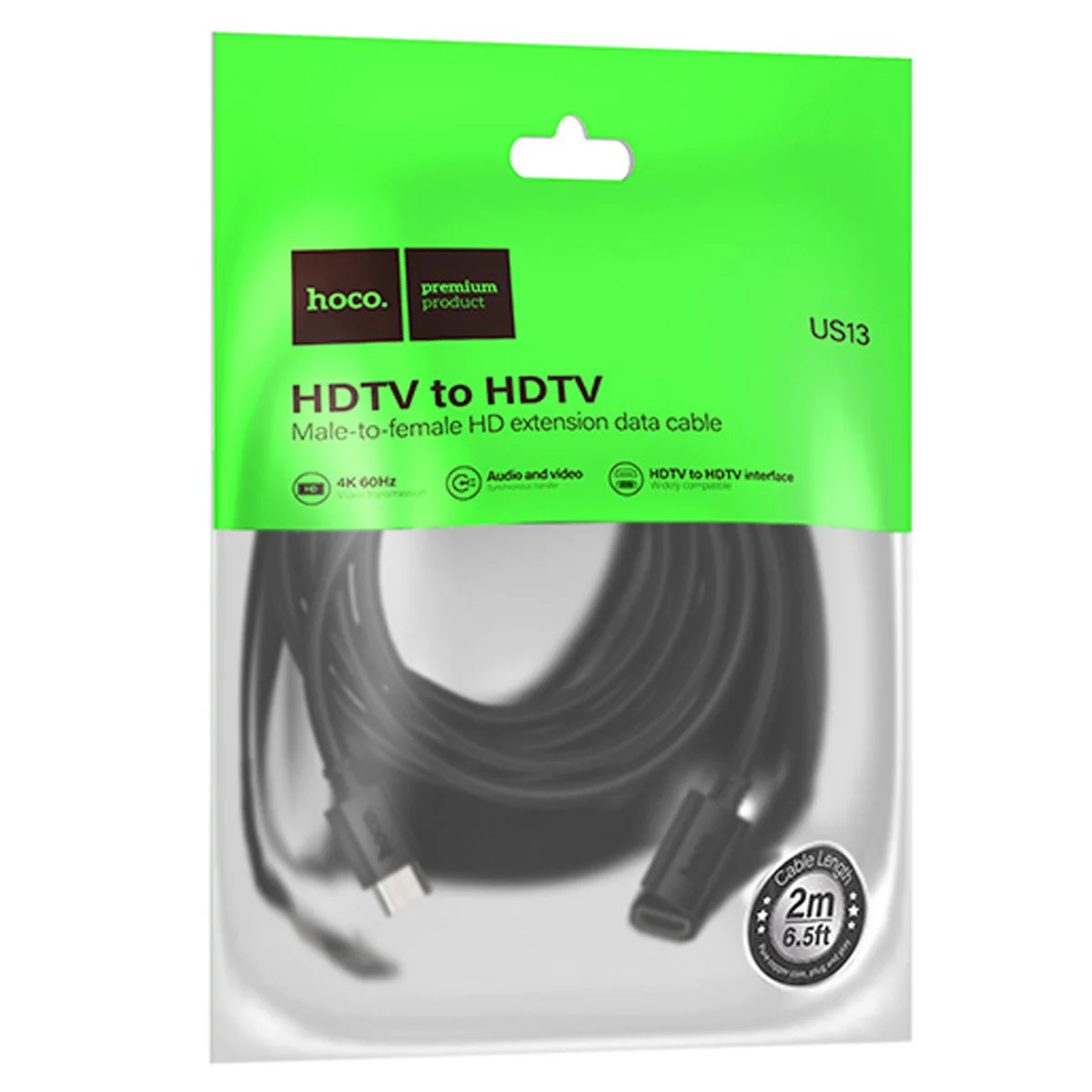 Дата кабель Hoco US13 HDTV male to HDTV female HD extension (2m) Black