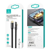 Дата кабель USAMS US-SJ583 Type-C to Lightning PD 20W Right-angle (1.2m) Black