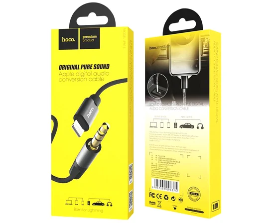 Аудио кабель Aux Hoco UPA13 (AUX 3.5 to Lightning) (1m) Черный