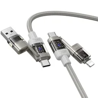 Дата кабель Hoco U151 Goldsmith 4in1 Type-C для USB/Type-C для Lightning 240W (1.2m) Gray