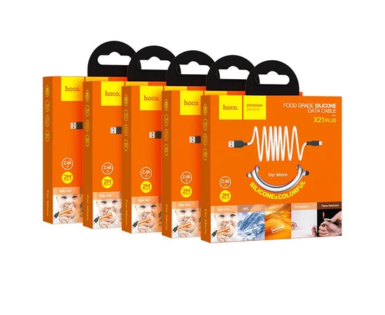 Дата кабель Hoco X21 Plus Silicone MicroUSB Cable (2m) Черный / Белый