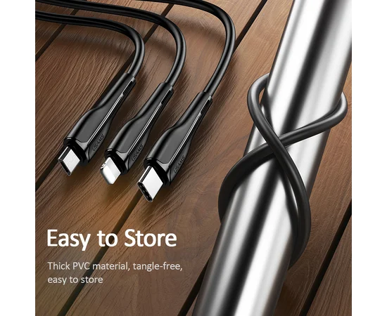 Дата кабель Usams US-SJ374 U38 3IN1 Charging Cable 1m Черный