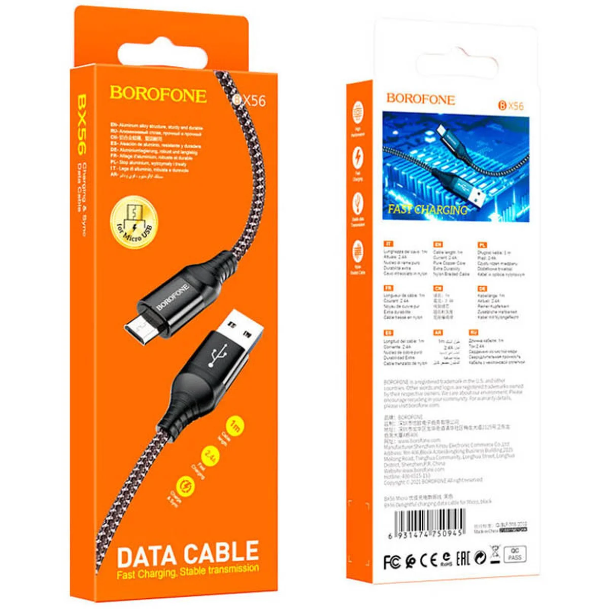 Дата кабель Borofone BX56 Delightful USB to Micro-USB (1m) Black