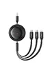 Дата кабель Baseus Free2Draw Retractable Crystal Fast Charging 3in1 100W (1.1m) (P10368700111-03) Cluster Black
