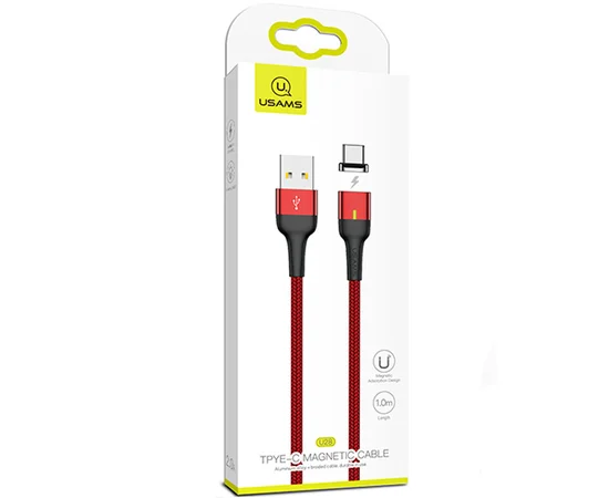 Дата кабель USAMS US-SJ327 U28 Magnetic USB to Type-C (1m) (3A) Красный