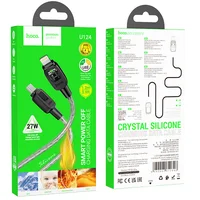 Дата кабель Hoco U124 Stone silicone power-off Type-C to Lightning Black
