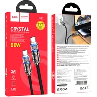 Дата кабель Hoco U122 Lantern Transparent Discovery Edition Type-C to Type-C 60W Black