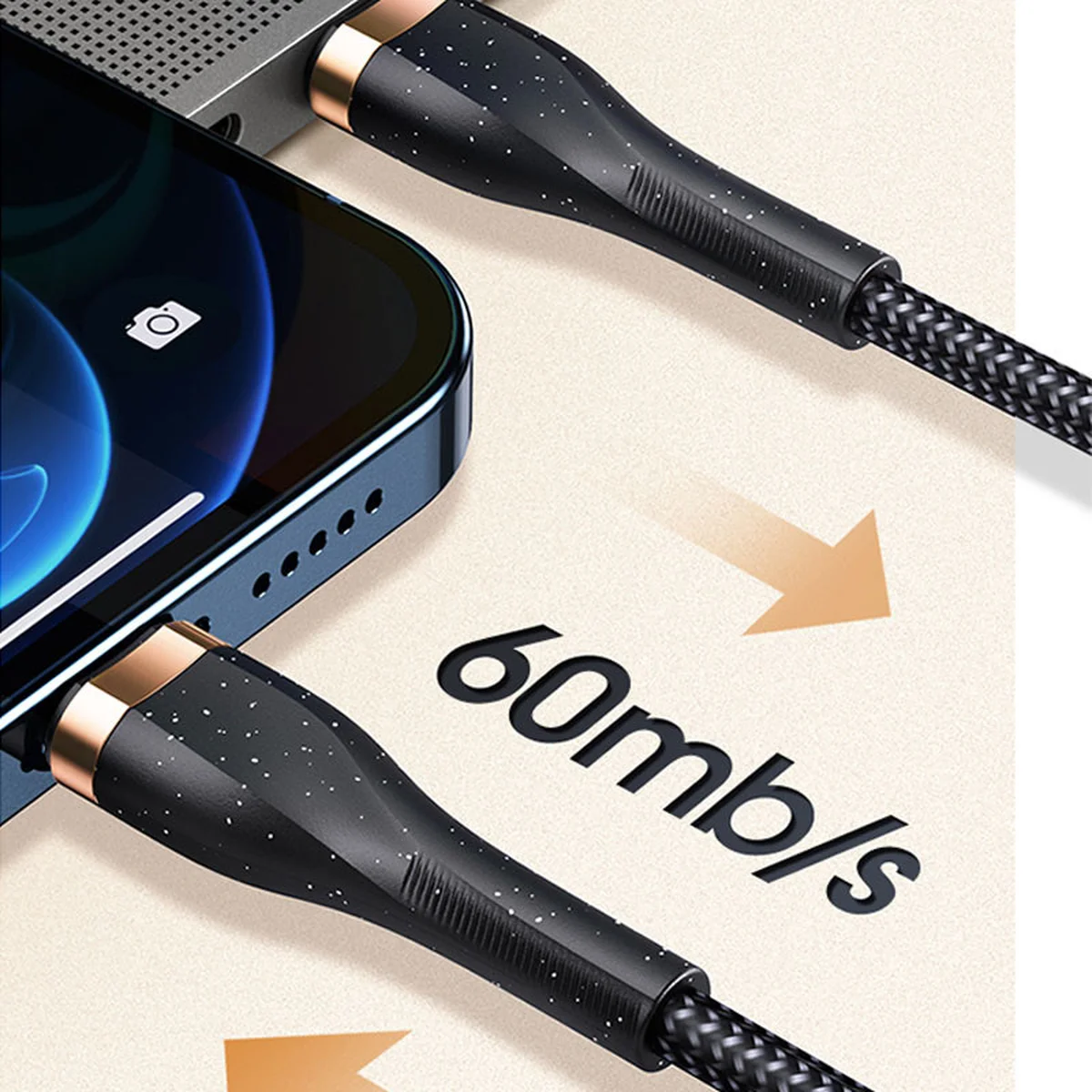 Дата кабель Usams US-SJ489 U64 Type-C To Lightning 20W PD (1.2m) Черный